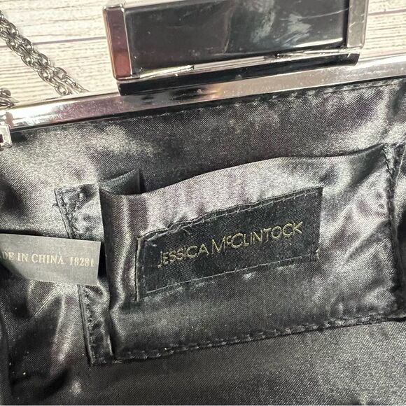 Jessica McClintock Black Beaded Evening Small Clutch Bag - Picture 7 of 12